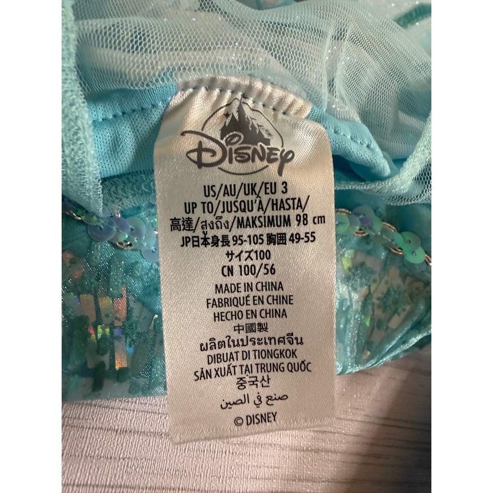 Disney Frozen Elsa Costume Dress Girls Size 3 Blue Glitter Snowflake Princess - Picture 4 of 4